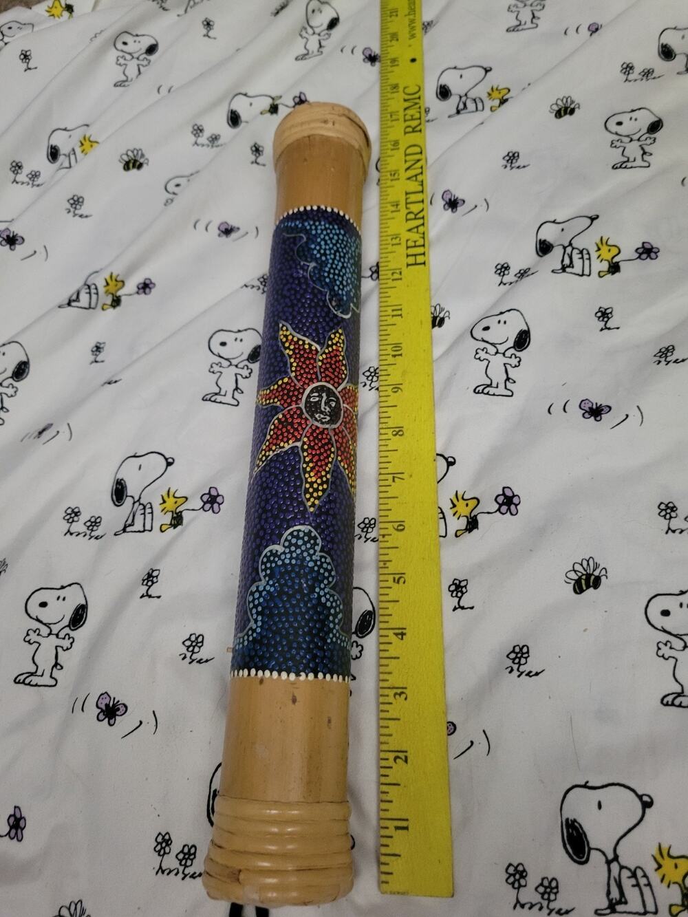 Didgeridoo 16 In Hand Painted Aboriginal Art Wax Mouth - NICE